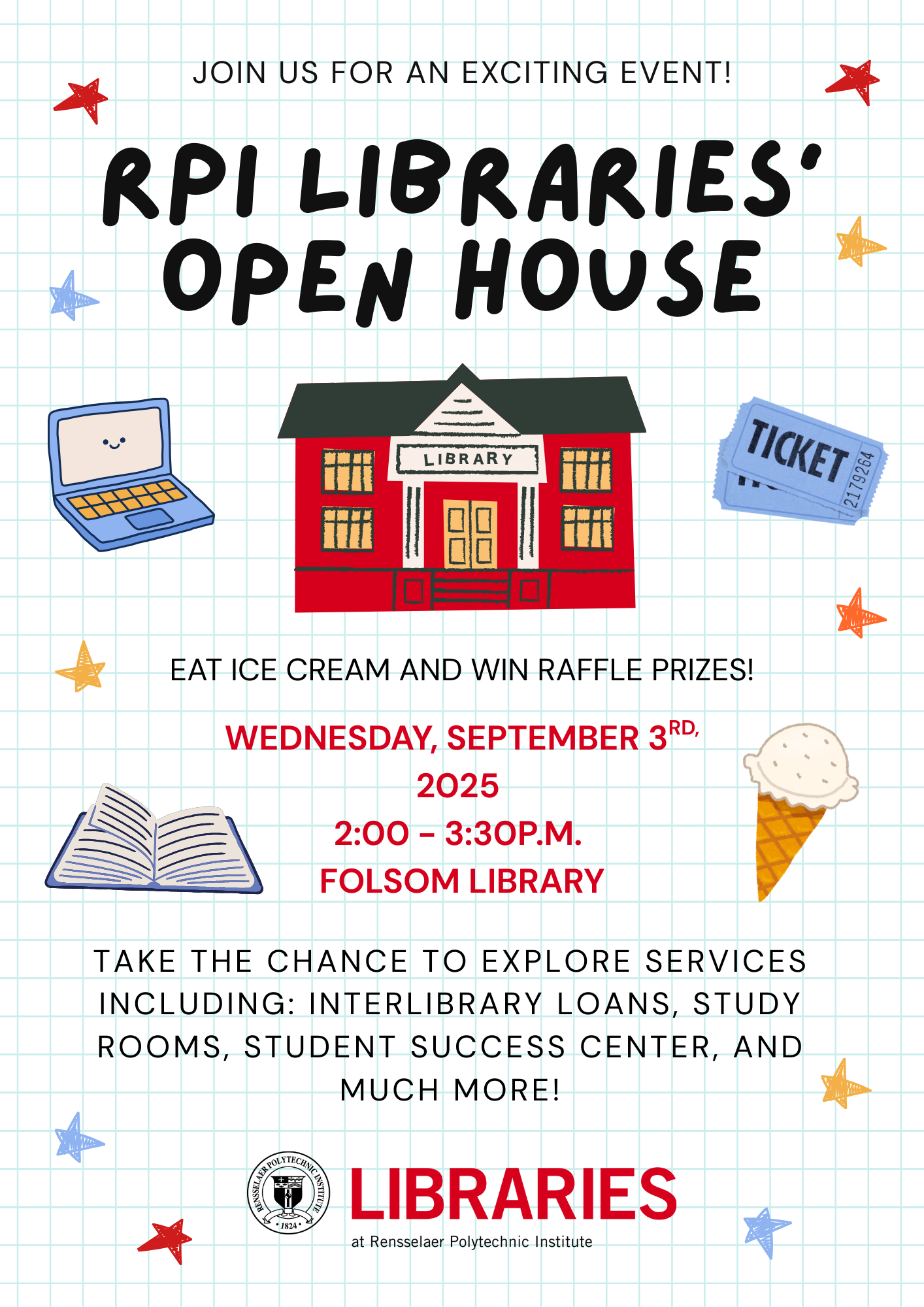 RPI libraries open house flyer